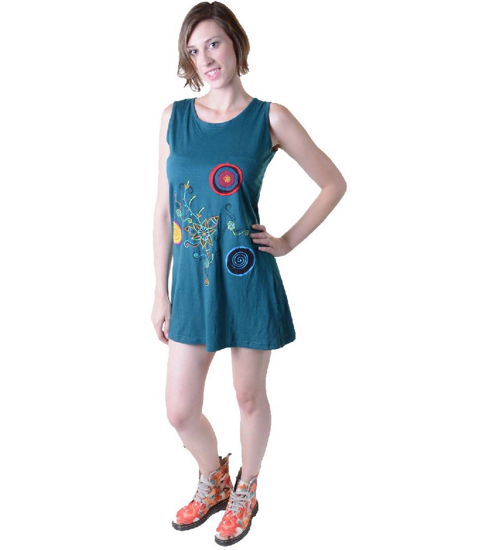 Kunst Und Magie Minikleid Longshirt Tunika Hippie Goa Sommerkleid Bestickt