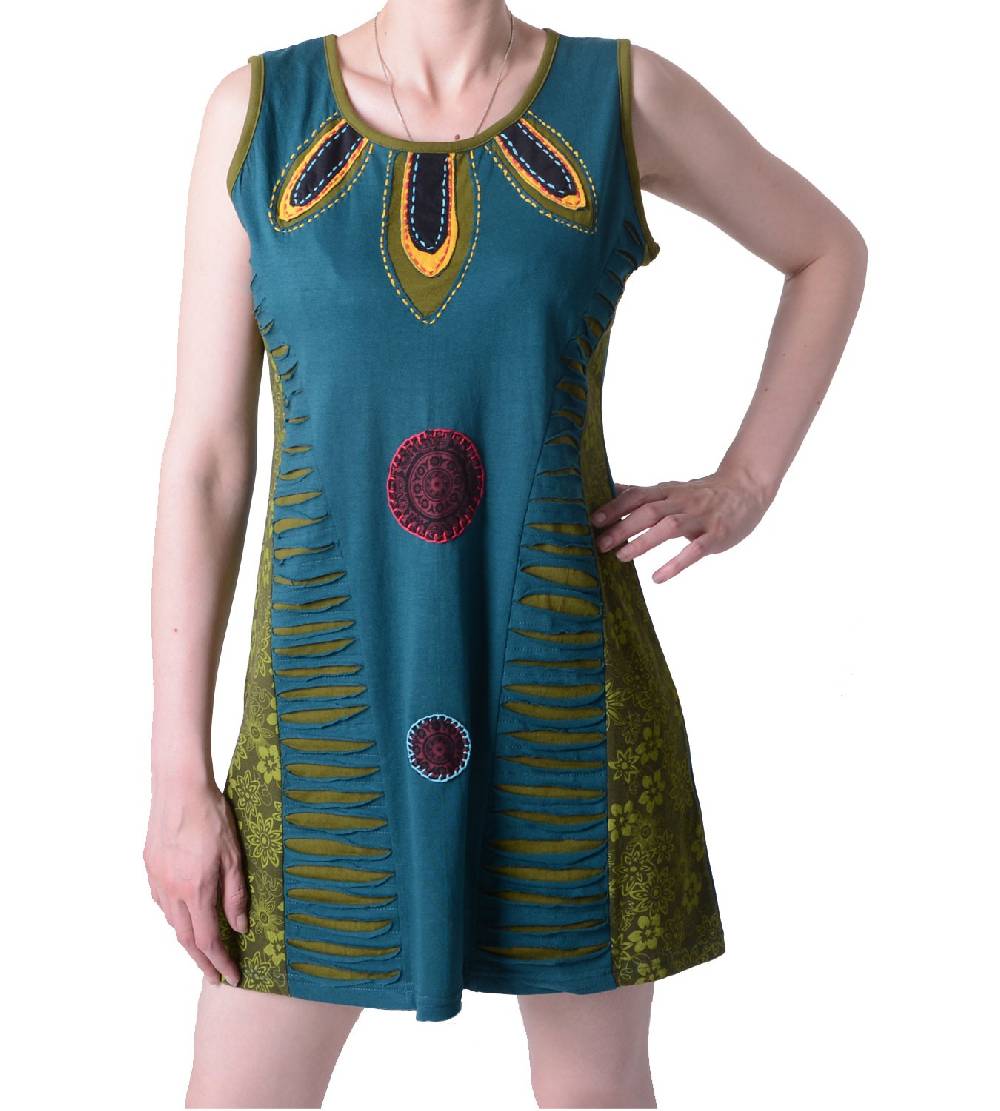 Kunst Und Magie Minikleid Longshirt Tunika Hippie Sommerkleid Mehrfarbig