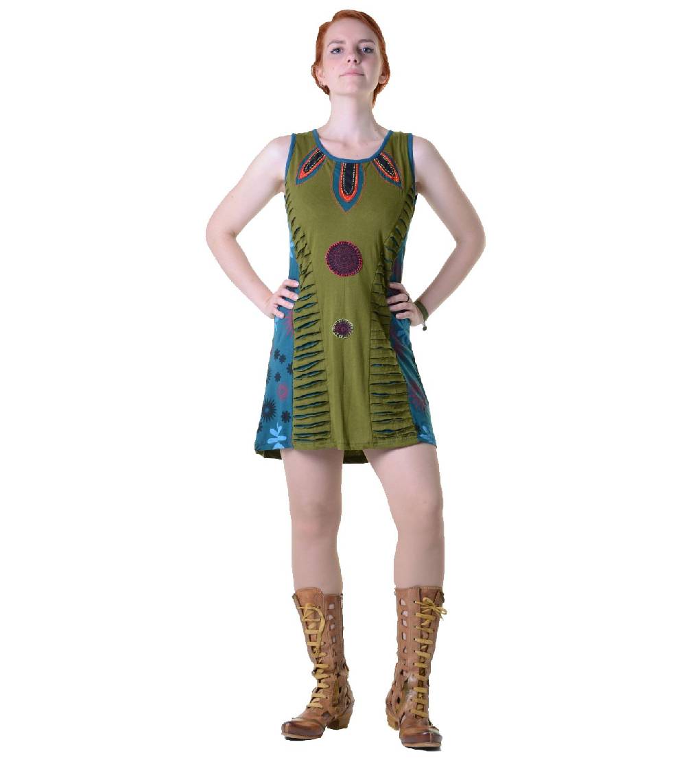 Kunst Und Magie Minikleid Longshirt Tunika Hippie Sommerkleid Mehrfarbig