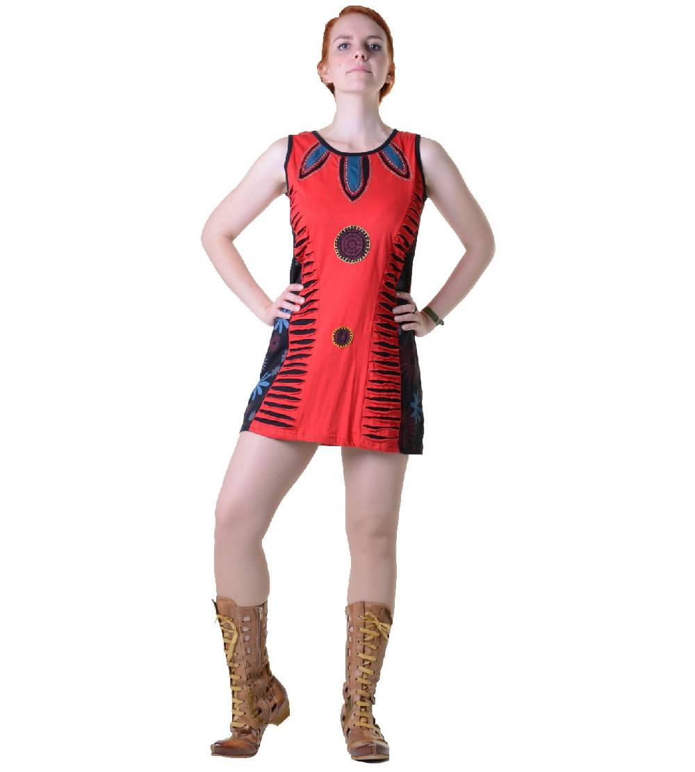 Kunst Und Magie Minikleid Longshirt Tunika Hippie Sommerkleid mehrfarbig