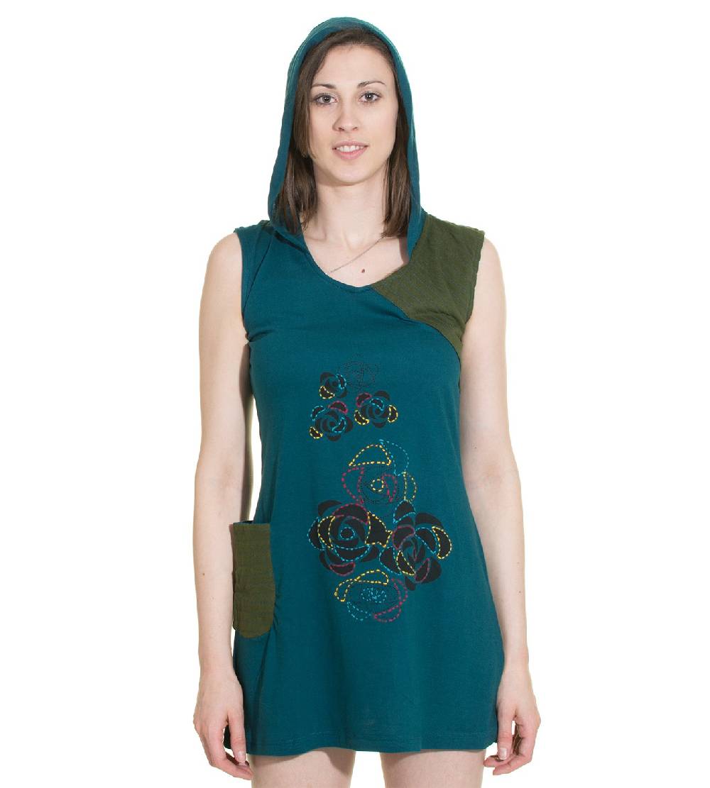 Kunst Und Magie Minikleid Longshirt Tunika Hippie Sommerkleid Mit Zipfelkapuze