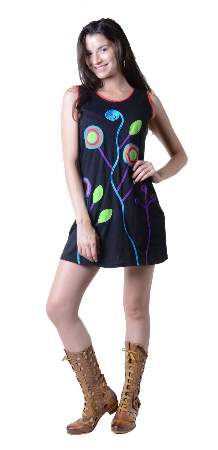 Kunst Und Magie Minikleid Longshirt Tunika Hippie Sommerkleid Mit Patches