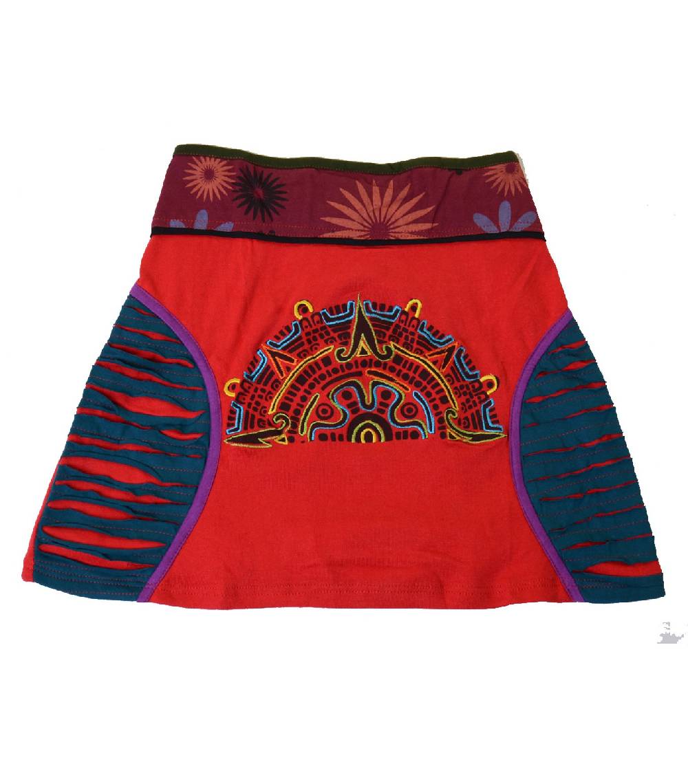 Kunst Und Magie Minirock Mit Farbigem Bund In Razorcutwork-Style