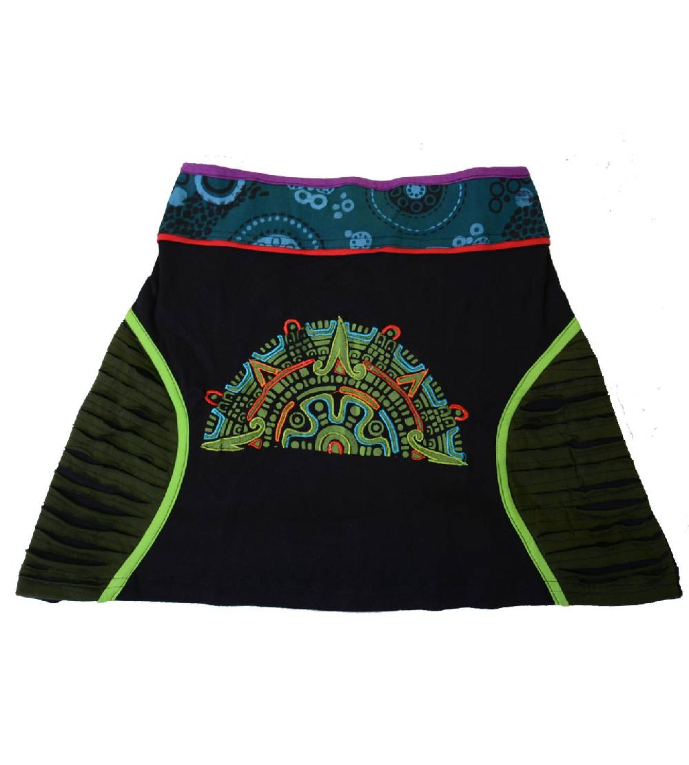 Kunst Und Magie Minirock Mit Farbigem Bund In Razorcutwork-Style