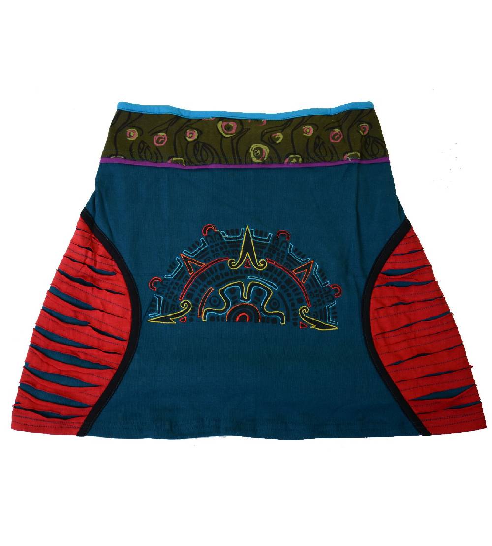 Kunst Und Magie Minirock Mit Farbigem Bund In Razorcutwork-Style