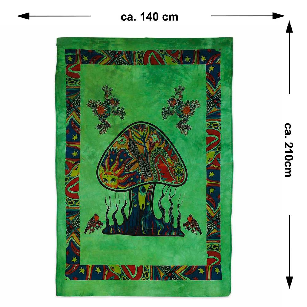 Kunst Und Magie Mushrooms Psy Goa Poster Wandbehang Deko Tuch Psychedelic Dekotuch Ca. 210 X 140 Cm
