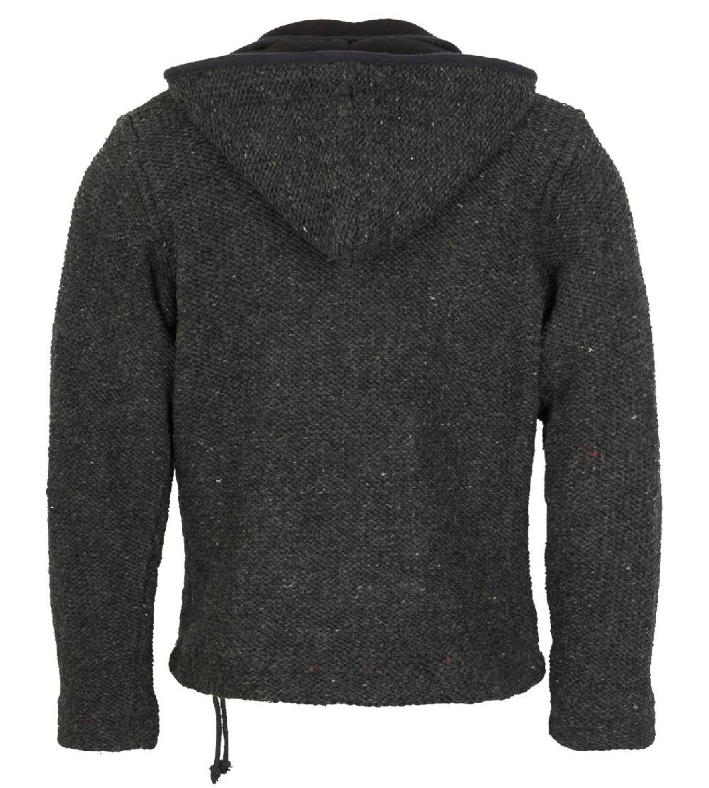 Kunst Und Magie Nepal Strickjacke Pullover Wolle Mit Fleecefutter Und Kapuze Baja Hippie