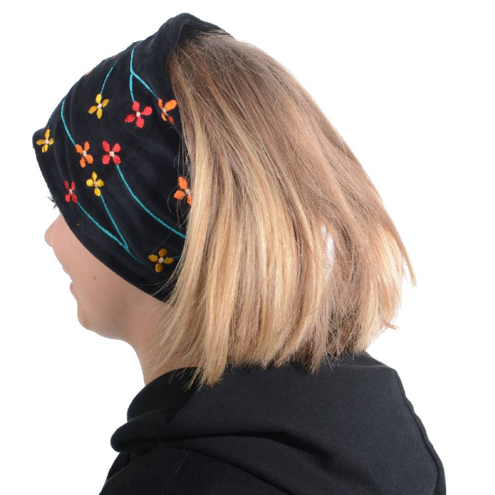 Kunst Und Magie Ohrwärmer Dreadtube Damen Flower Stirnband Aus Samt Baumwolle In Verschiedene Farben