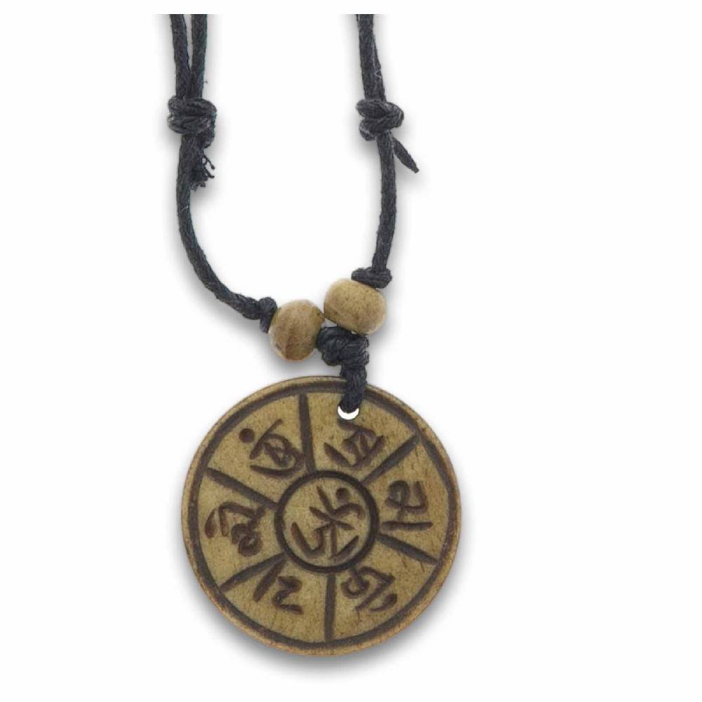 Kunst Und Magie Om Mantra Anhänger Amulett Braun ca. 3 cm Halskette