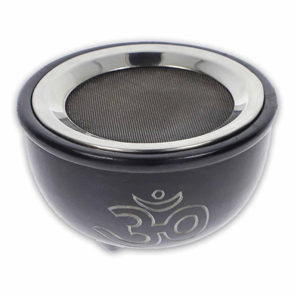 Kunst Und Magie OM Räucherstövchen Räuchergefäß Räucherschale Mit Sieb Aus Speckstein 10cm Bunt