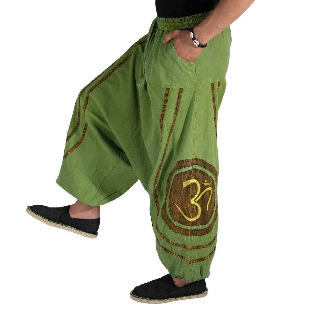 Kunst Und Magie OM Unisex Psy Baggy Pants Hippie Hose Goa Baumwoll Tanzhose Stonewashed