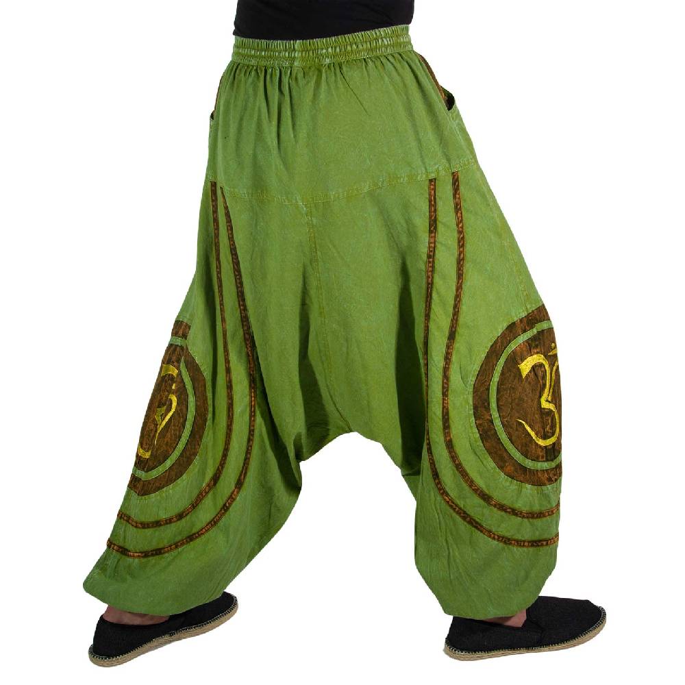 Kunst Und Magie OM Unisex Psy Baggy Pants Hippie Hose Goa Baumwoll Tanzhose Stonewashed