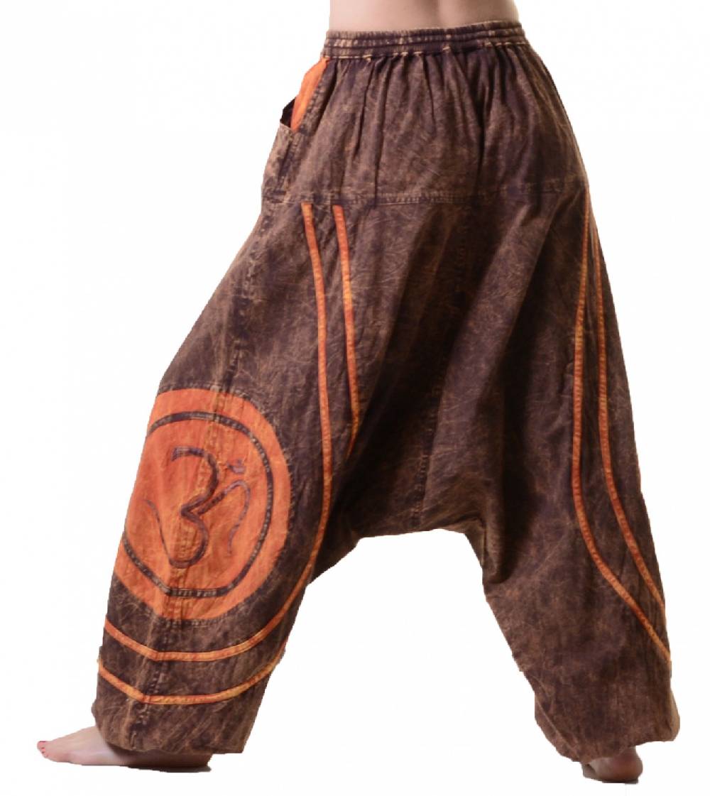 Kunst Und Magie OM Unisex Psy Baggy Pants Hippie Hose Goa Baumwoll Tanzhose Stonewashed