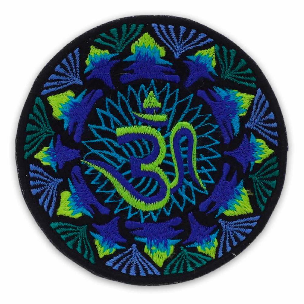 Kunst Und Magie Patch Aufnäher Aum Om ca 10cm Durchmesser Blau Lemon