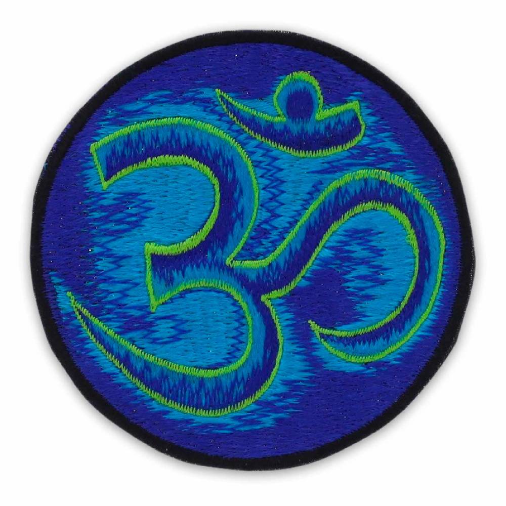 Kunst Und Magie Patch Aufnäher Aum Om ca 10cm Durchmesser Blau
