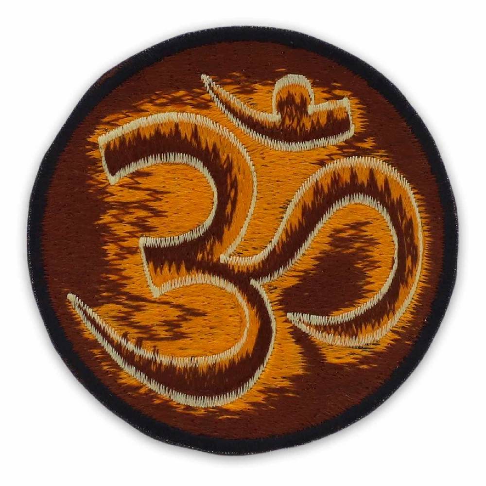 Kunst Und Magie Patch Aufnäher Aum Om ca 10cm Durchmesser Brauntöne