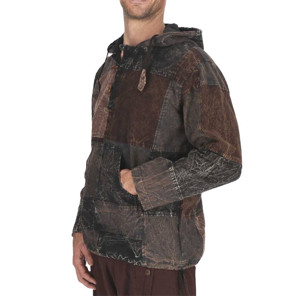 Kunst Und Magie Patchwork Baja Hoodie Herren Alternativ Kapuzenpulli Nachhaltig Fair