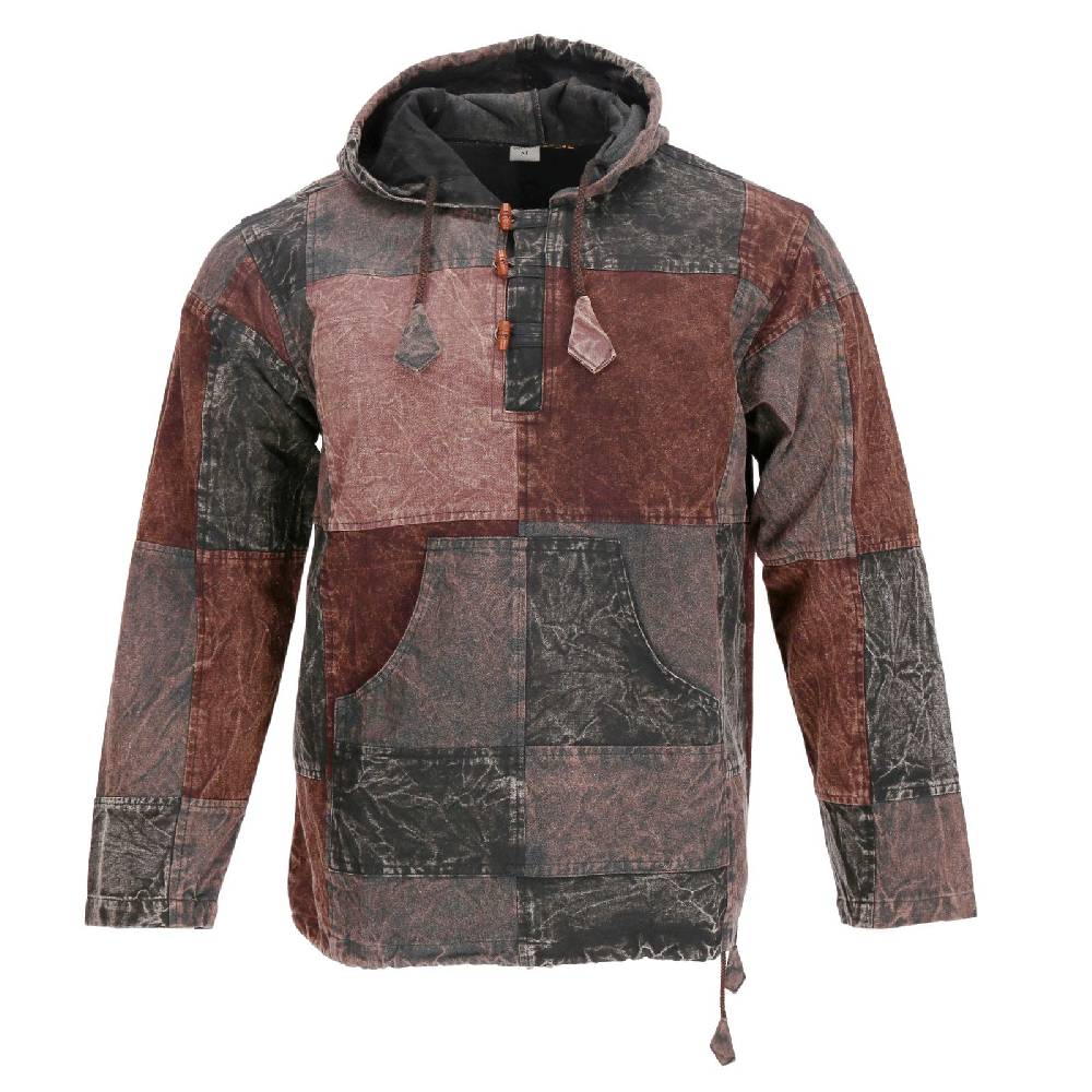 Kunst Und Magie Patchwork Baja Hoodie Herren Alternativ Kapuzenpulli Nachhaltig Fair