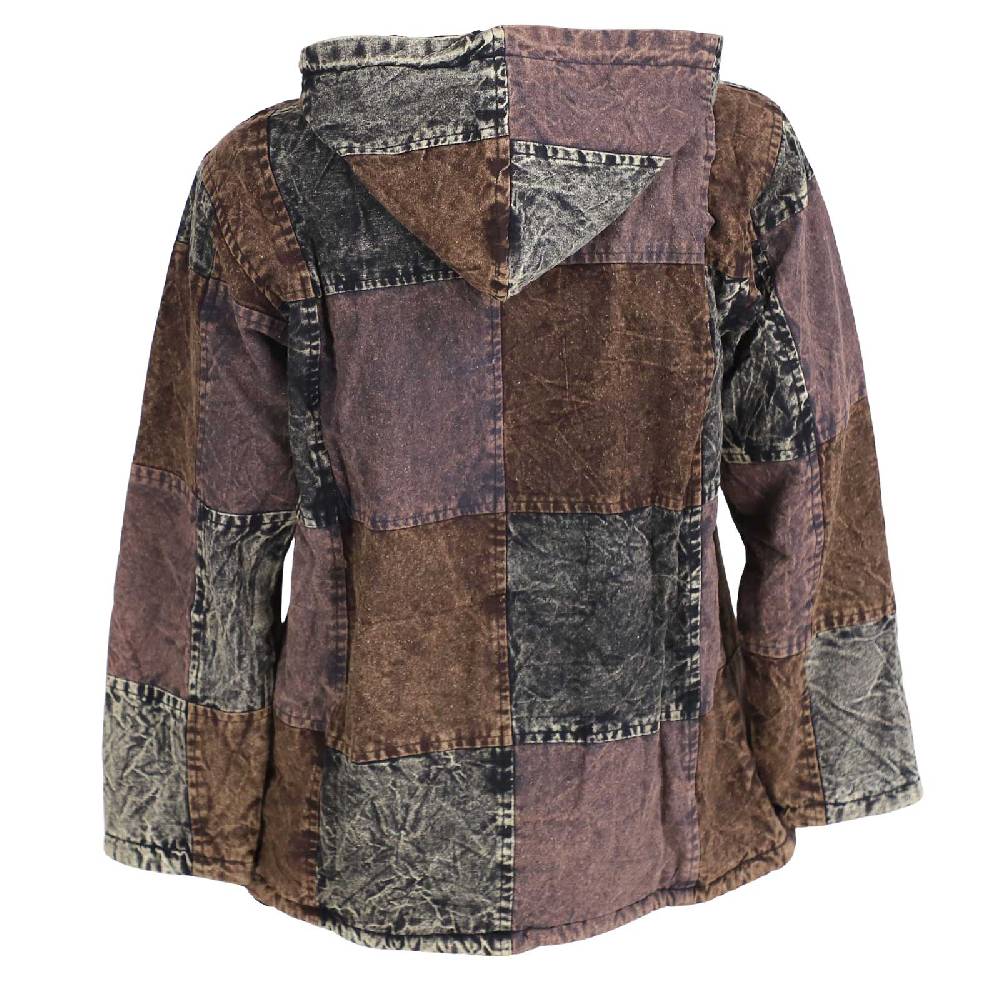 Kunst Und Magie Patchwork Baja Hoodie Herren Alternativ Kapuzenpulli Mit Fleecefutter Nachhaltig Fair