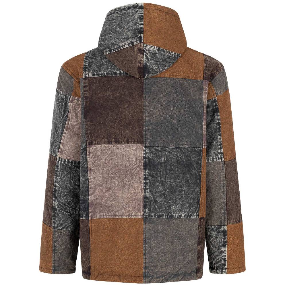 Kunst Und Magie Patchwork Jacke Baja Hoodie Herren Alternativ Kapuzenjacke Goa Fleecefutter Nachhaltig Fair