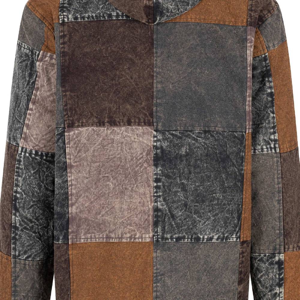 Kunst Und Magie Patchwork Jacke Baja Hoodie Herren Alternativ Kapuzenjacke Goa Fleecefutter Nachhaltig Fair