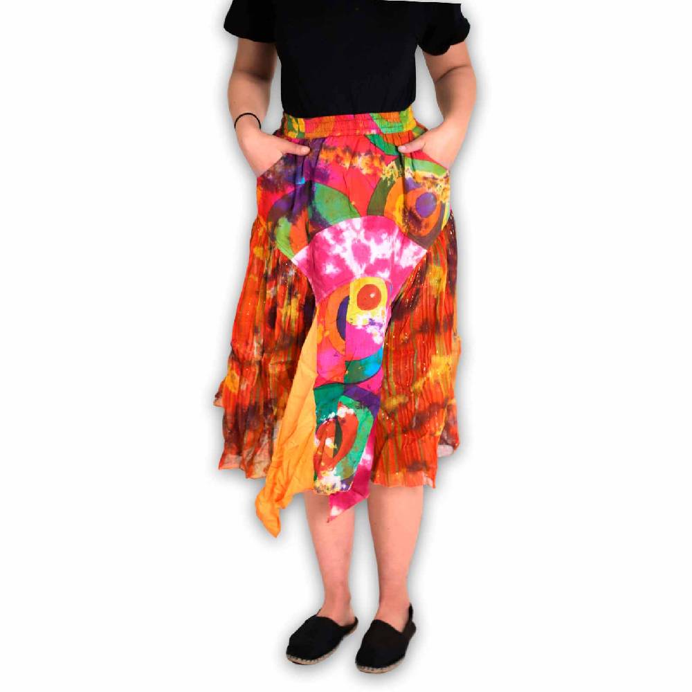 Kunst Und Magie Patchwork Zipfelrock Im Sommerlichen Flowerstyle Goa Hippie Fair No Waist