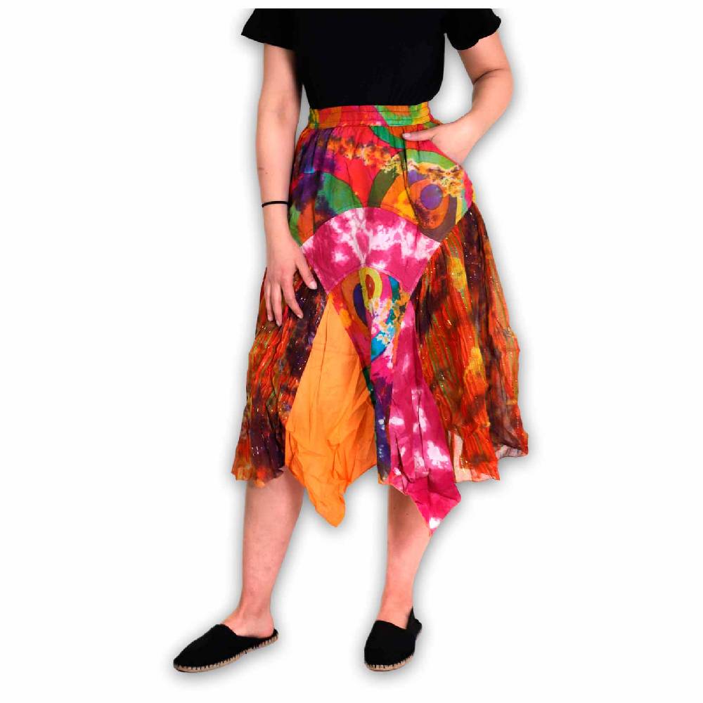 Kunst Und Magie Patchwork Zipfelrock Im Sommerlichen Flowerstyle Goa Hippie Fair No Waist