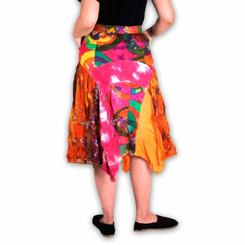 Kunst Und Magie Patchwork Zipfelrock Im Sommerlichen Flowerstyle Goa Hippie Fair No Waist