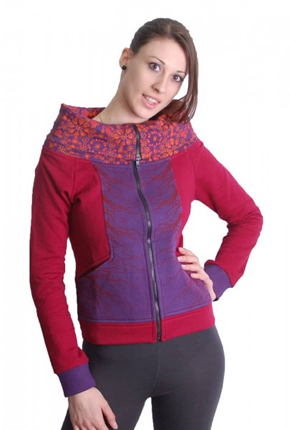 Kunst Und Magie Pink-Lila Boho Jacke Sweatjacke mit Rollkragen Kunst Und Magie Pink-Lila Boho Jacke Sweatjacke mit Rollkragen