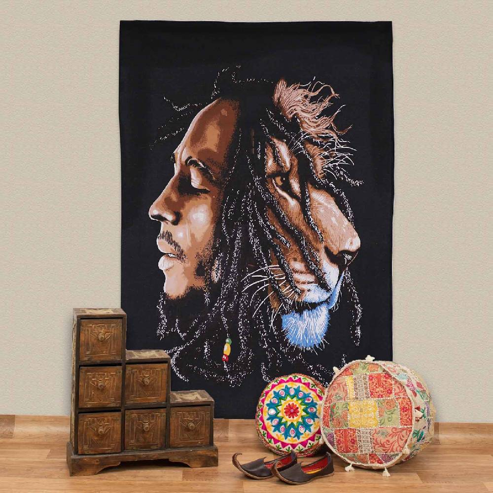 Kunst Und Magie Rasta Lion of Zion Poster Wandbehang Psychedelic Dekotuch ca. 110 x 70 cm