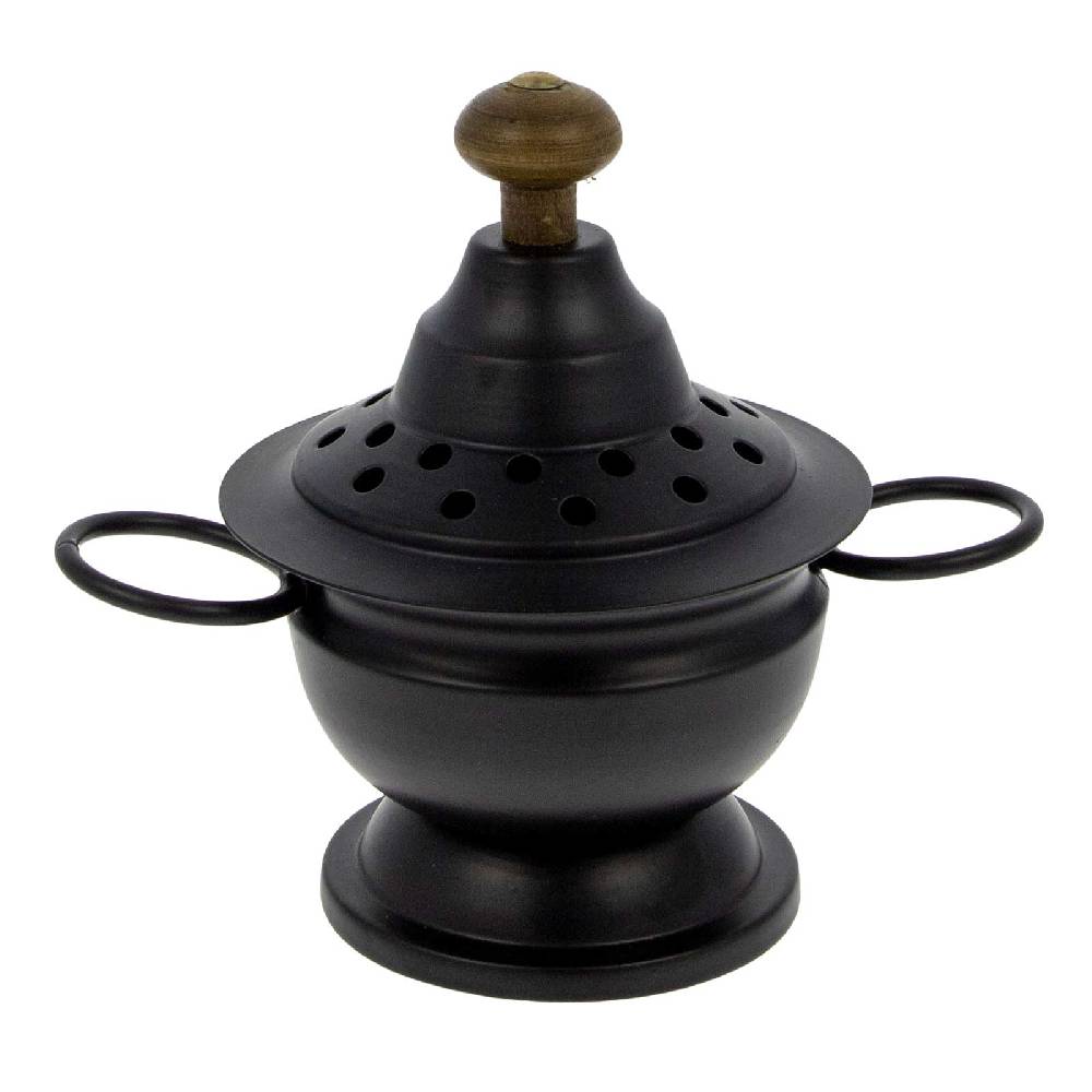 Kunst Und Magie Räuchergefäß Räucherschale aus Metall in schwarz Stöfchen Weihrauch-Aromatherapie-Brenner