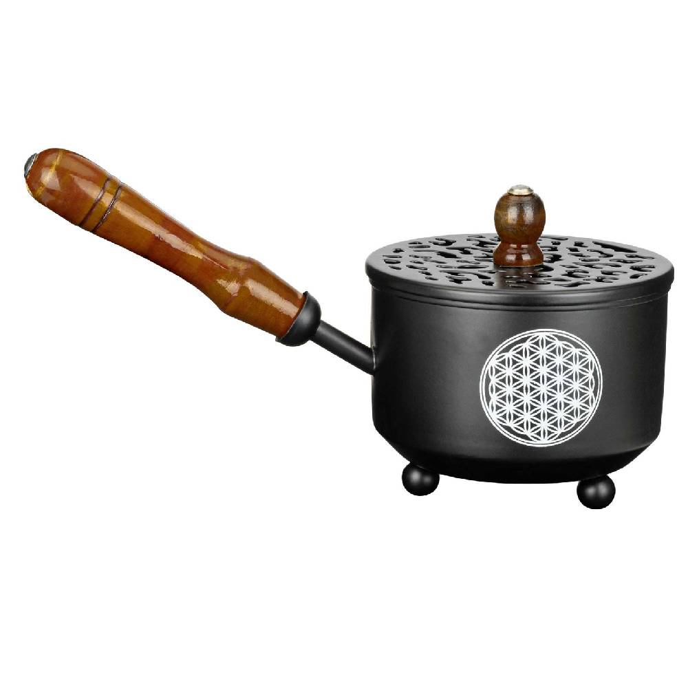 Kunst Und Magie Räucherpfanne Aus Metall In Schwarz Räuchergefäß Weihrauch-Aromatherapie-Brenner