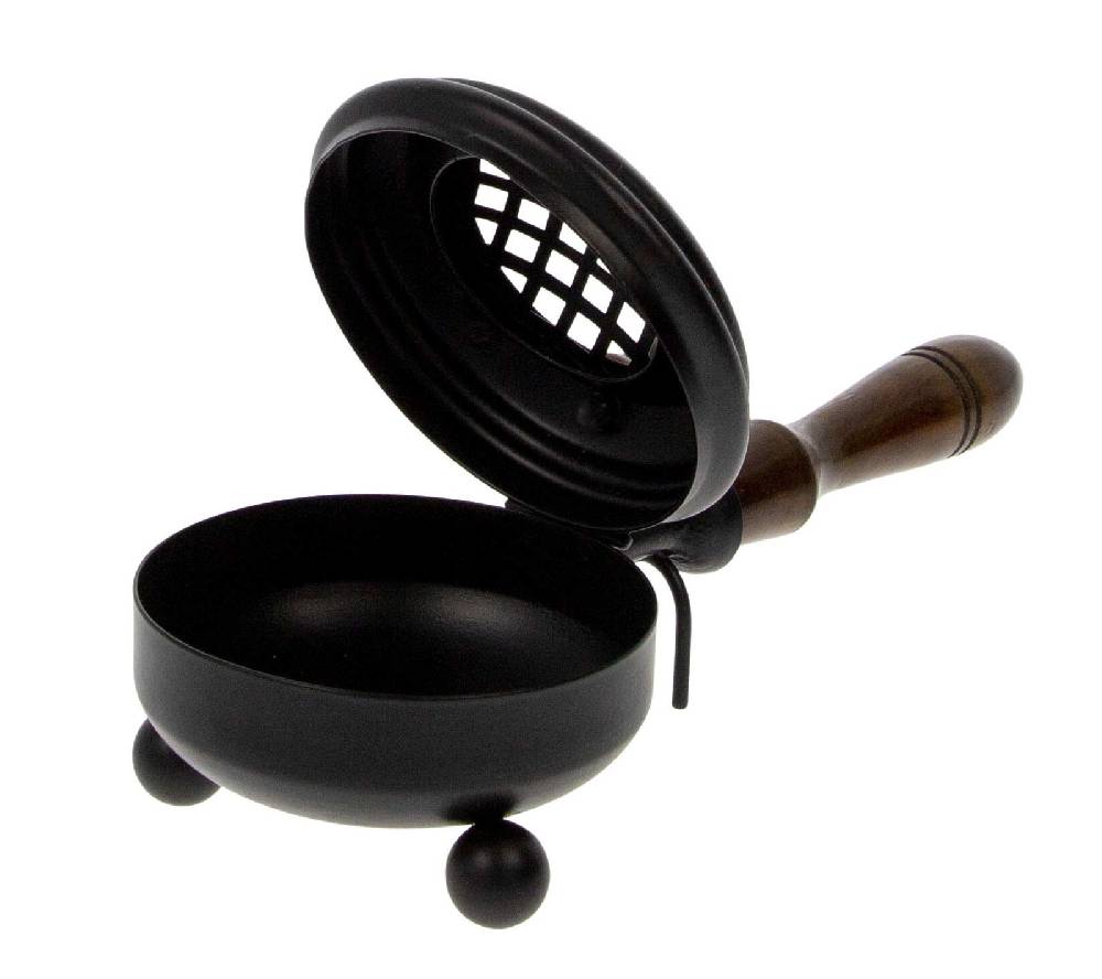 Kunst Und Magie Räucherpfanne aus Metall in schwarz Räuchergefäß Weihrauch-Aromatherapie-Brenner