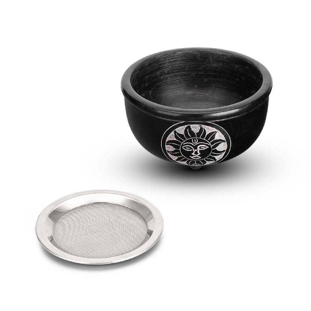 Kunst Und Magie Räucherschale Räuchergefäß Räucherstövchen Mit Sieb Sonne Speckstein 10cm Räucherlampe Weihrauchbrenner