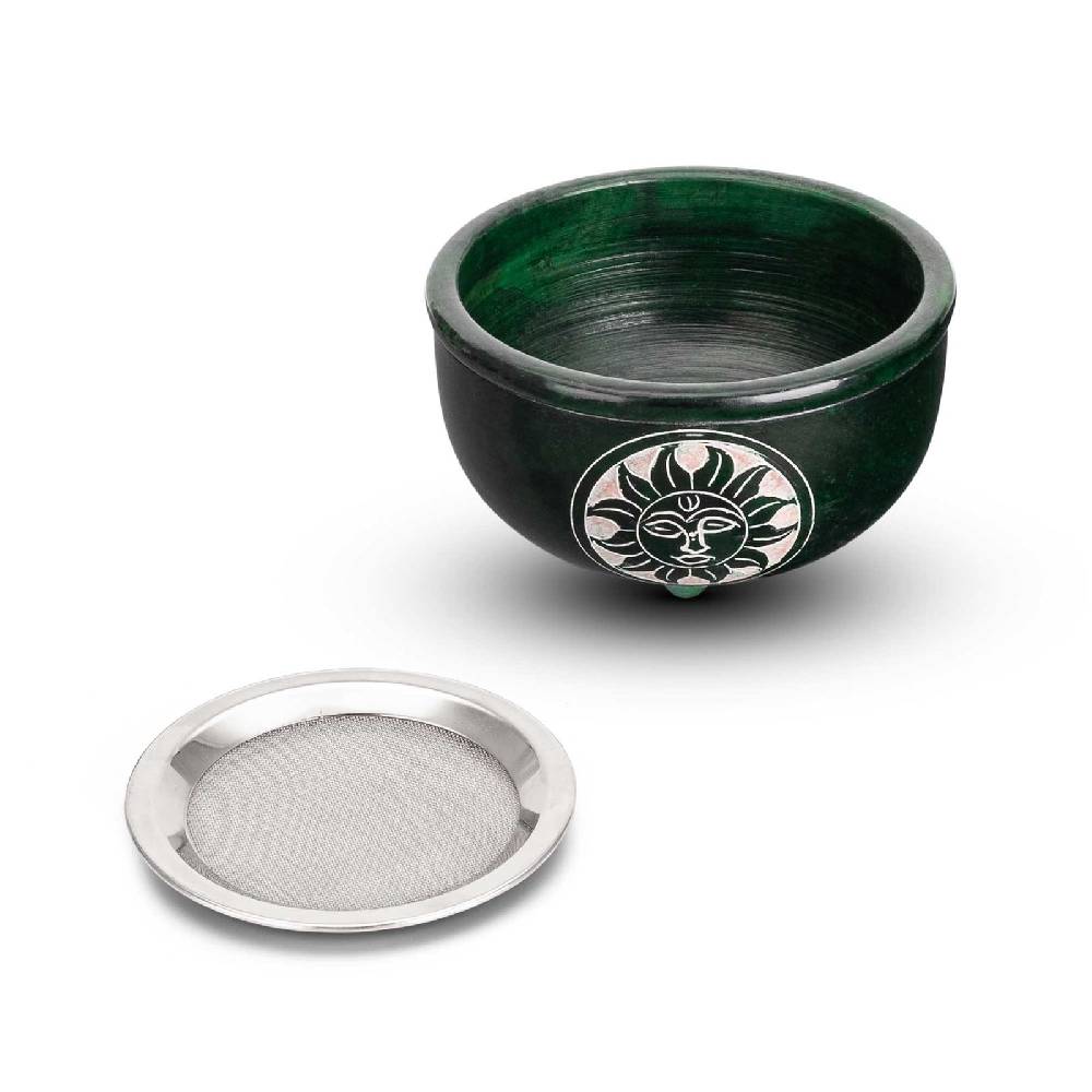 Kunst Und Magie Räucherschale Räuchergefäß Räucherstövchen Mit Sieb Sonne Speckstein 10cm Räucherlampe Weihrauchbrenner