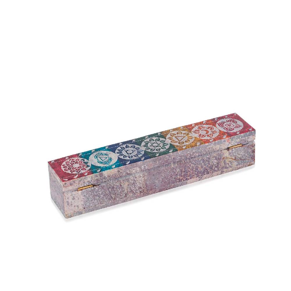 Kunst Und Magie Räucherstäbchenhalter - 7 Chakra Dose Box Für Räucherstäbchen Speckstein Box