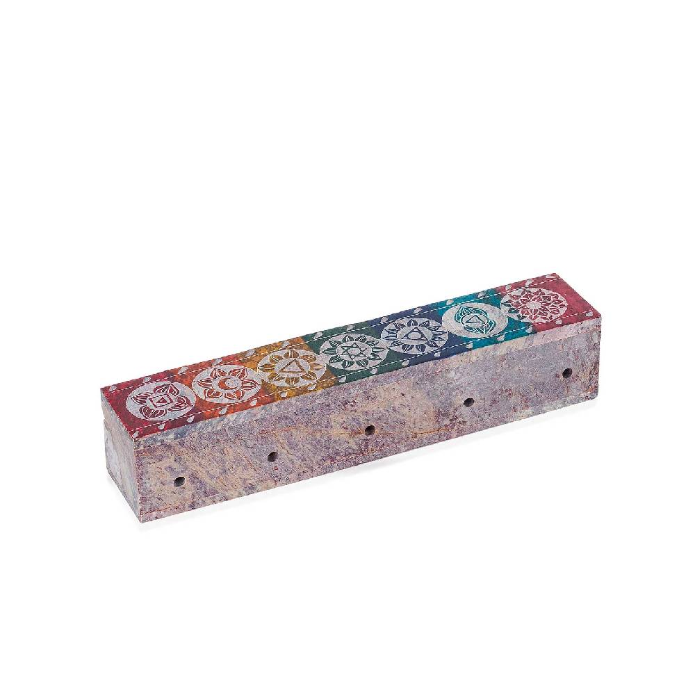 Kunst Und Magie Räucherstäbchenhalter - 7 Chakra Dose Box Für Räucherstäbchen Speckstein Box