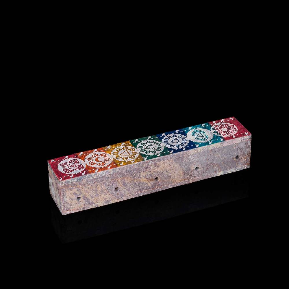 Kunst Und Magie Räucherstäbchenhalter - 7 Chakra Dose Box Für Räucherstäbchen Speckstein Box