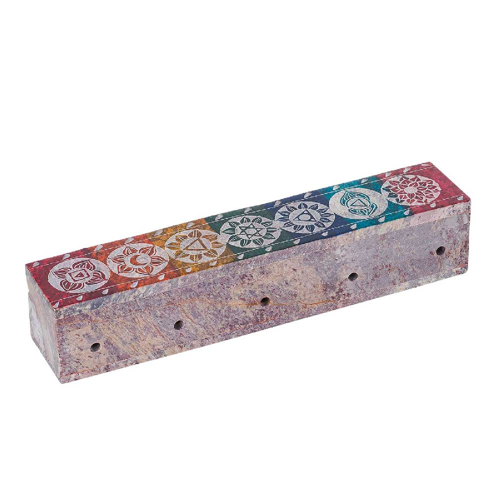 Kunst Und Magie Räucherstäbchenhalter - 7 Chakra Dose Box Für Räucherstäbchen Speckstein Box