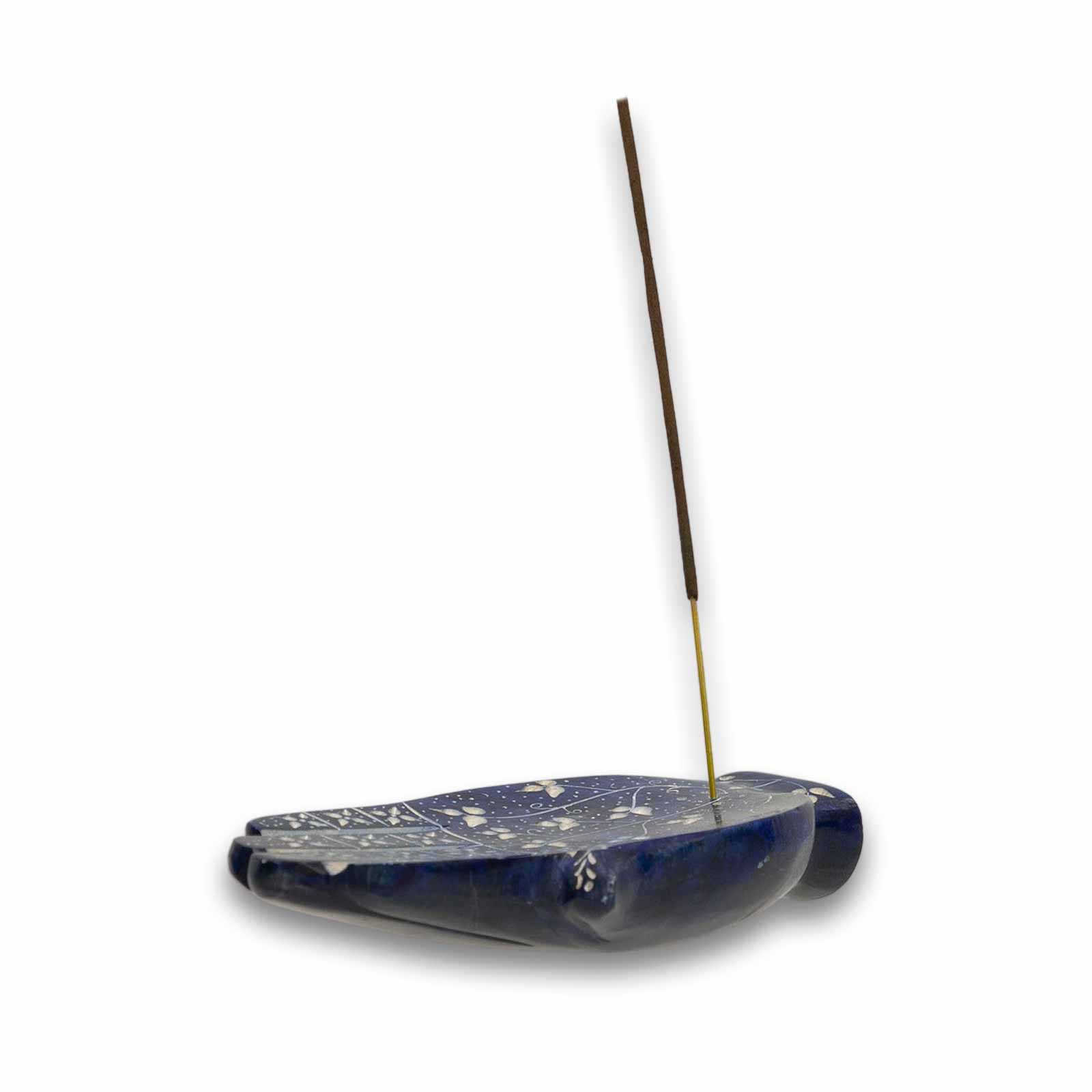 Kunst Und Magie Räucherstäbchenhalter Raücherschale Hamsa Hand Der Fatima Briefbeschwerer Speckstein Deko Ca.16cm Blau