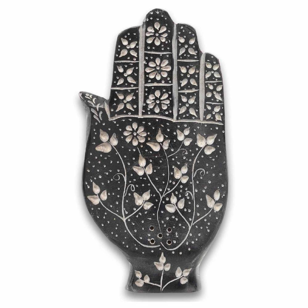 Kunst Und Magie Räucherstäbchenhalter Raücherschale Hamsa Hand Der Fatima Briefbeschwerer Speckstein Deko Ca.16cm Black