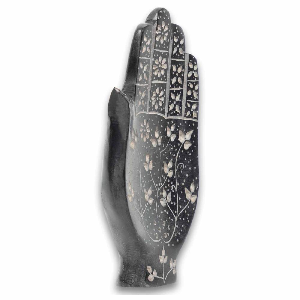 Kunst Und Magie Räucherstäbchenhalter Raücherschale Hamsa Hand Der Fatima Briefbeschwerer Speckstein Deko Ca.16cm Black