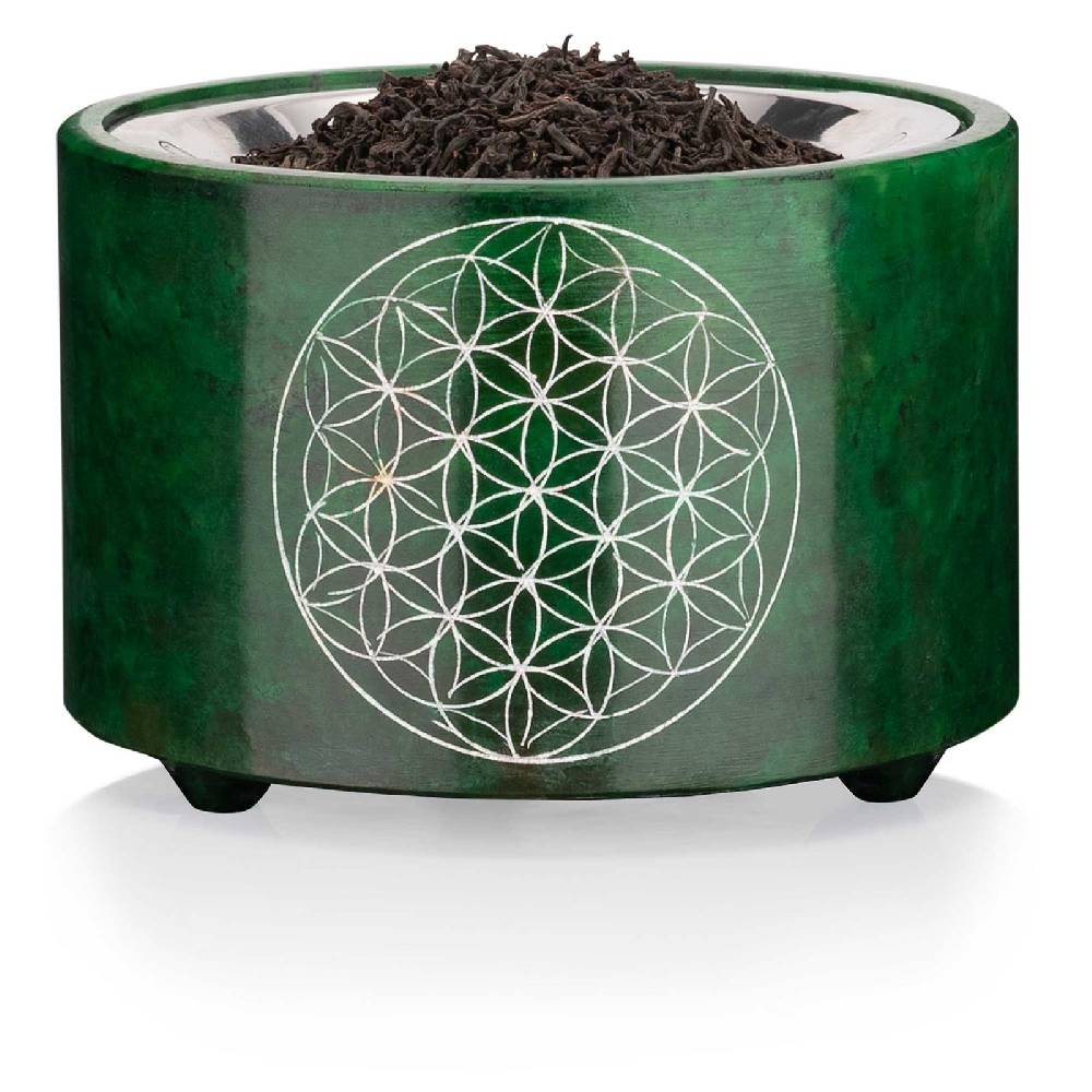 Kunst Und Magie Räucherstövchen mit Sieb Räucherschale Räuchergefäß Speckstein 10cm Räucherlampe Weihrauchbrenner