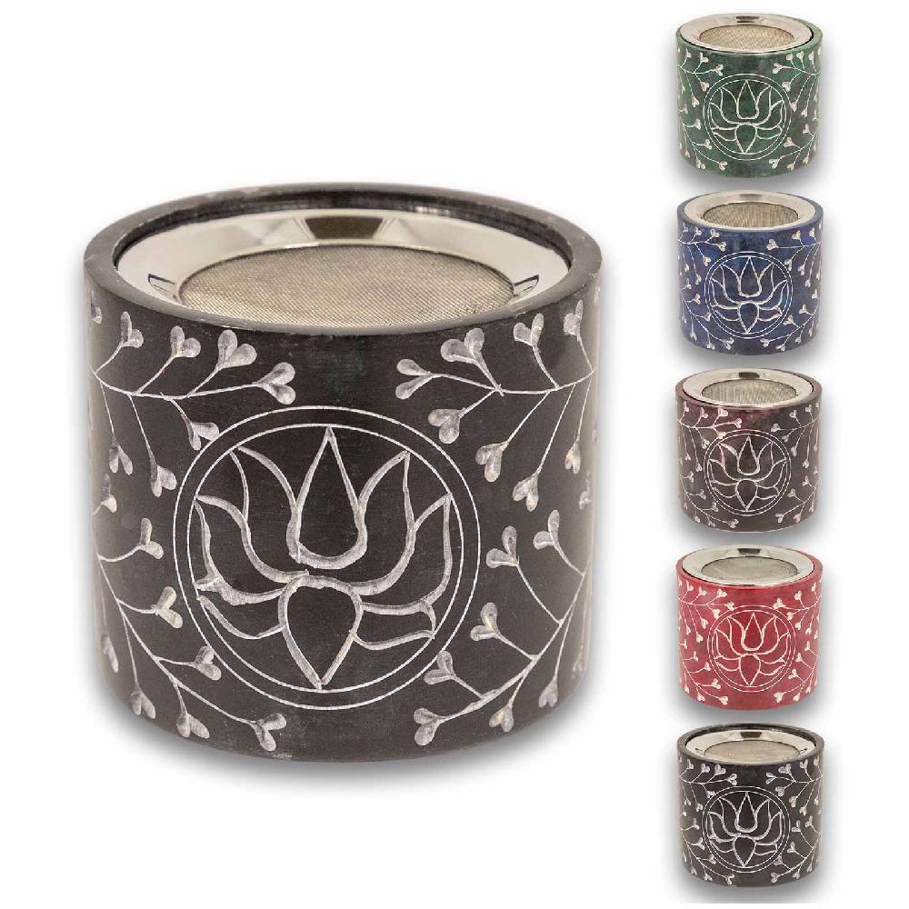 Kunst Und Magie Räucherstövchen Räuchergefäß mit Sieb aus Speckstein 10cm