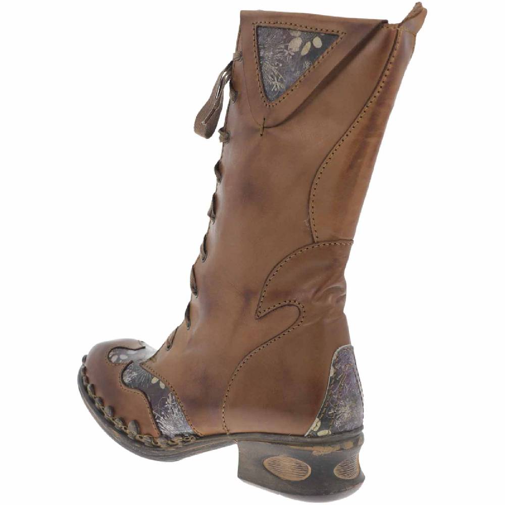 Kunst Und Magie Rovers Brauner Damen Stiefel Mit Ziernähten 42015 Crust Costa Brauner Damen Boho
