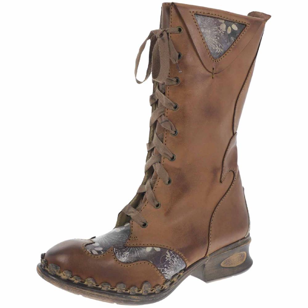 Kunst Und Magie Rovers Brauner Damen Stiefel mit Ziernähten 42015 Crust Costa Brauner Damen Boho