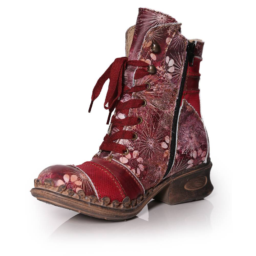 Kunst Und Magie Rovers Damen Schuhe Stiefelette Rot Boho Hippie Boots