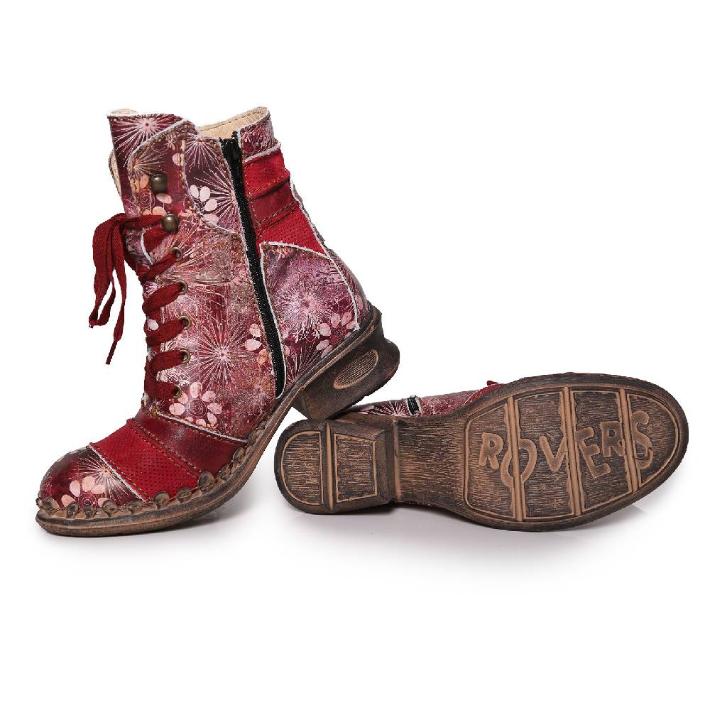 Kunst Und Magie Rovers Damen Schuhe Stiefelette Rot Boho Hippie Boots