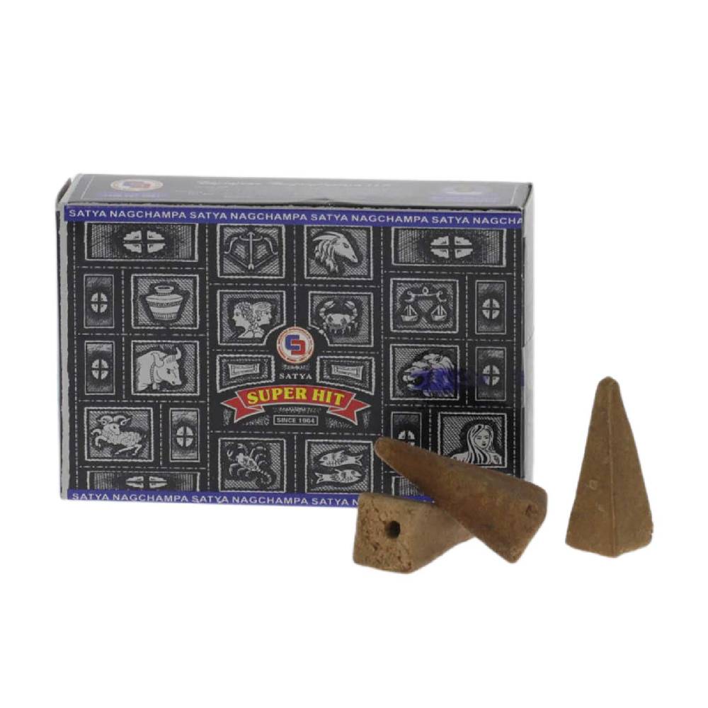 Kunst Und Magie Rückfluss Räucherkegel Satya SUPER HIT Cones Dhoop Duftkegel Backflow Cones Black Champa