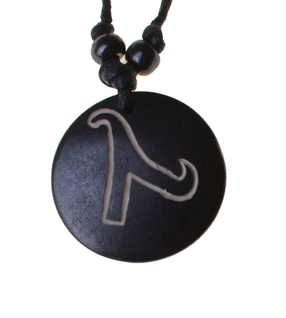 Kunst Und Magie Rundes Lambda Amulett schwarz-weiß aus Yakbone Yoga ca. 3 cm